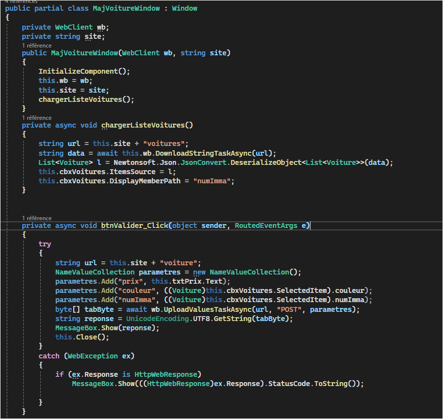 Extrait code projet 3