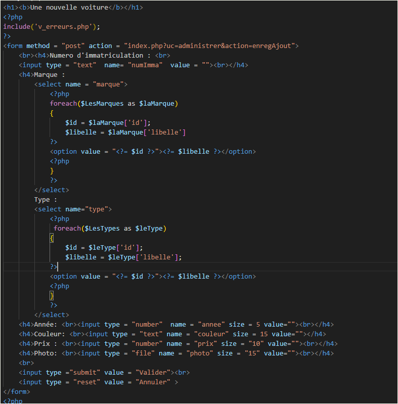 Extrait code projet 2