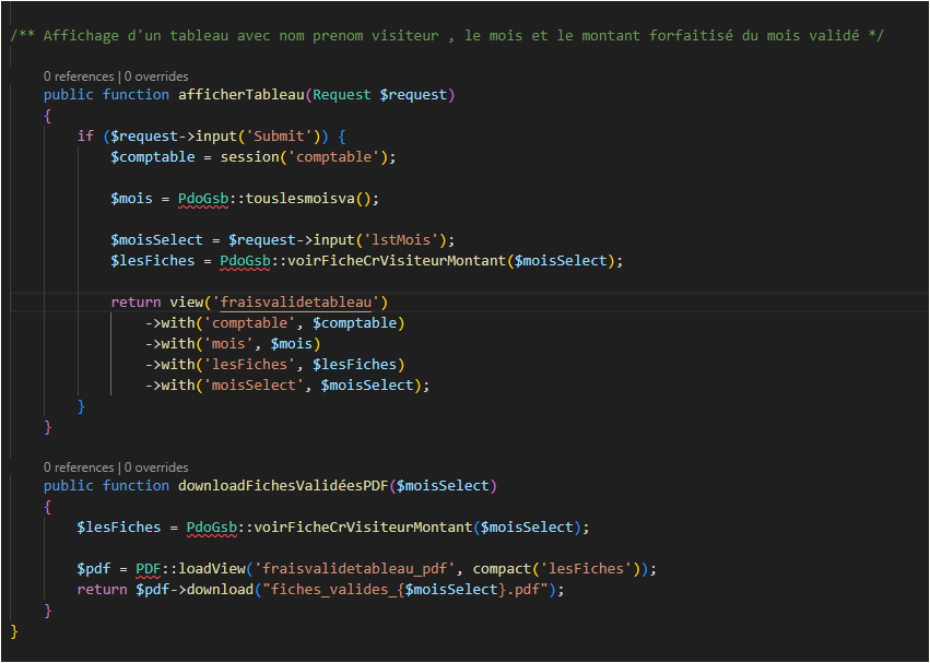 Extrait code projet 4