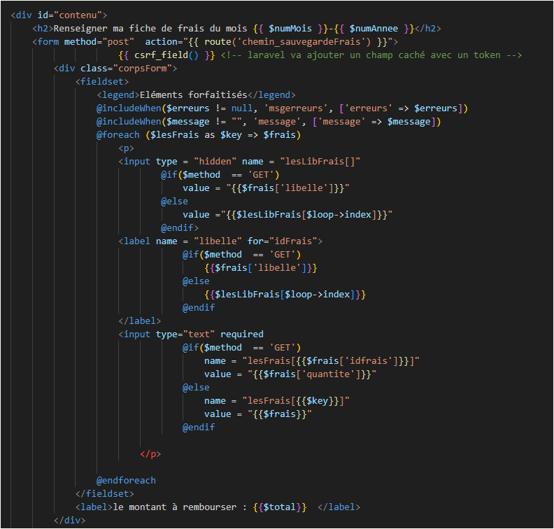Extrait code projet 4